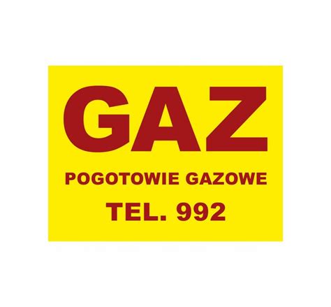 Tablica GAZ POGOTOWIE GAZOWE 992 20x15cm ALU 12243099296 Allegro Pl