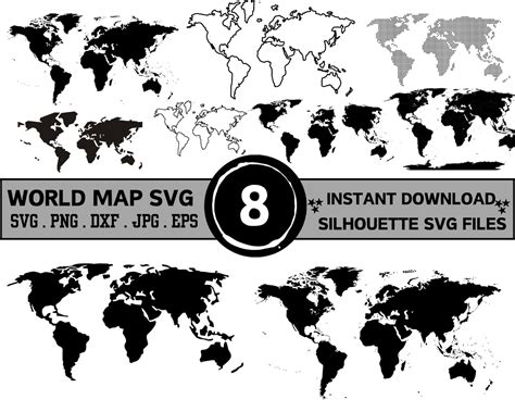 8 World Map Svg , Map Svg Bundle, World Map Png, World Svg, World Map ...