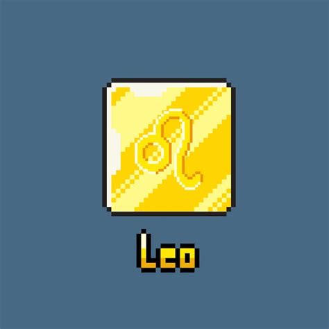 Premium Vector Golden Leo Zodiac Sign In Pixel Art Style