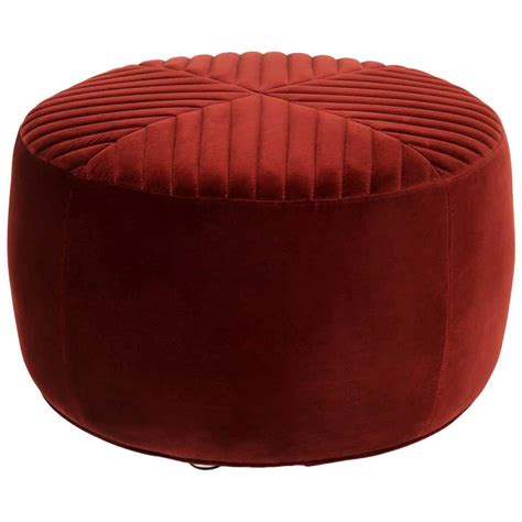 Modern Style Round Sicily Velvet Ottoman With Chrome Feet In Blush Pink