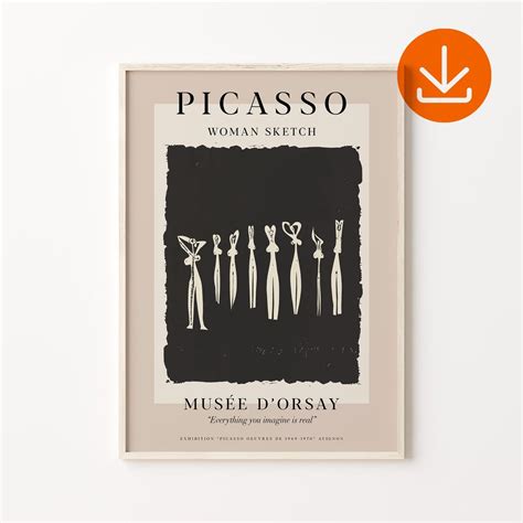 Picasso Nude Woman Drawing Wall Art Pablo Picasso Art Print Digital