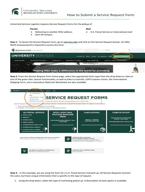 Fillable Online Usd Msu How To Submit A Service Request Form MSU