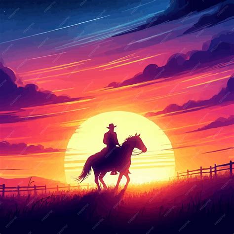 Premium Vector Feee Vector Silhouette Of A Cowboy Riding Into The