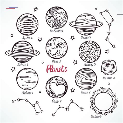 Spacedrawings Planetary Symbols Space Doodles Planet Drawing