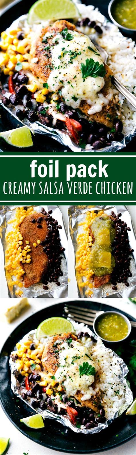 Foil Pack Creamy Salsa Verde Chicken Rice And Veggies Chelsea S