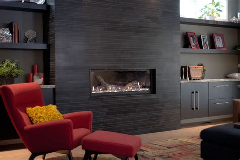 Ebony Basalt Lynia Interlocking Black Tile Fireplace Wall