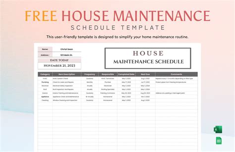 Landscape Maintenance Schedule Template In Excel Google Sheets