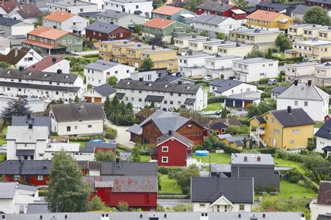 Traditional Norwegian Colored Houses. Ovre Ardal Village Stock Image - Image of color, europe ...