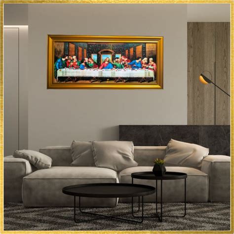 The Last Supper Wall Decor With Frame 44 Inches X 20 Inches Tempered