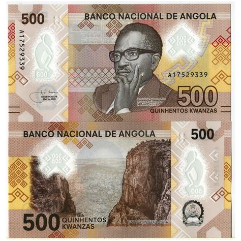 2020 Billete Polímero Angola 500 Kwanzas Dr Agostinho Neto pW161