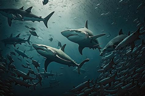 Premium Ai Image Hammerhead Shark Fish Underwater Lush Nature By