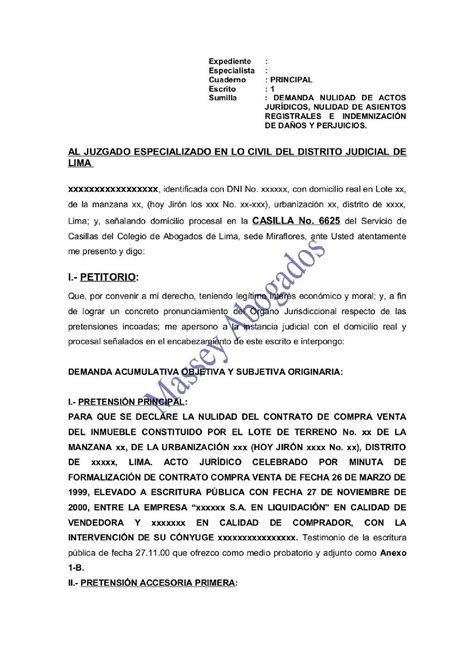 Pdf Modelo De Demanda De Nulidad De Acto Juridico Compress Derecho Y