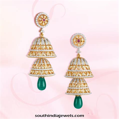 Gold Stone Jhumka From Grt Jewellers South India Jewels