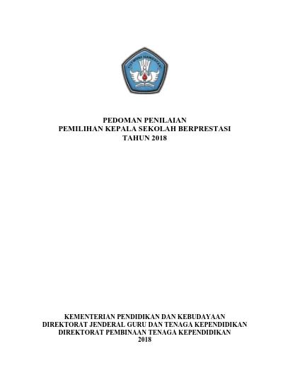 Pedoman Penilaian Pemilihan Kepala Sekolah Berprestasi Tahun 2018