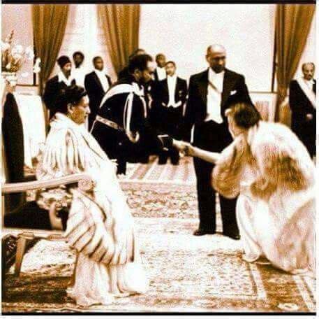 Queen Elizabeth Bowing Down To Emperor Selassie And Empress Menen