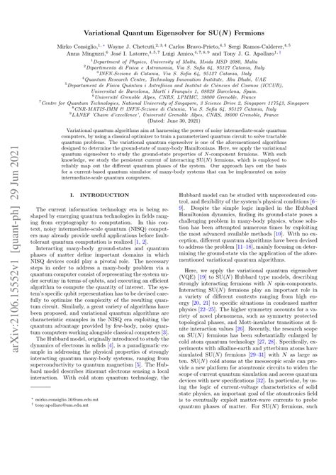 PDF Variational Quantum Eigensolver For SU N Fermions