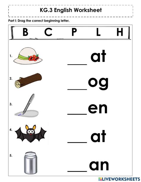 Kg3 English Worksheet Interactive Worksheet Live Worksheets