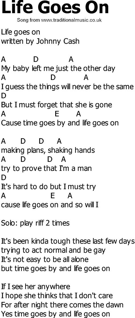 Old Country song lyrics with chords - Life Goes On