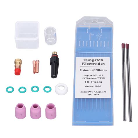 Tig Torch Accessories Welding Gas Lens And Nozzle Glass Cup Washer Electrode Consumables Set