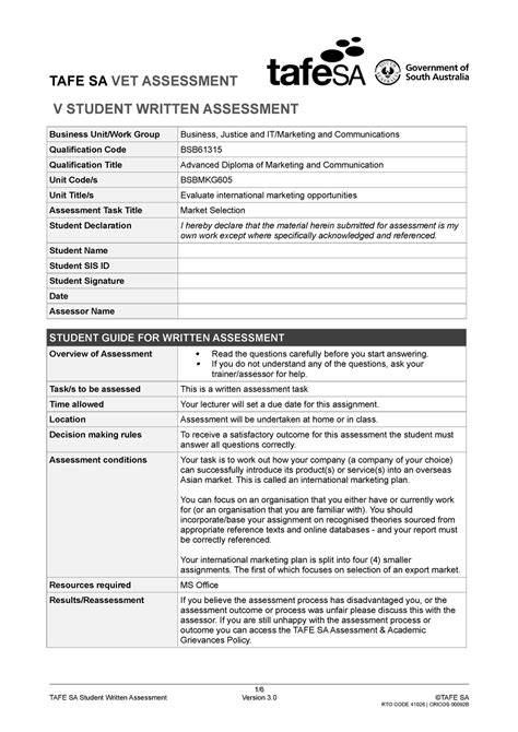 Bsbmkg Asi Student Written Task Assessment Tafe Sa Vet