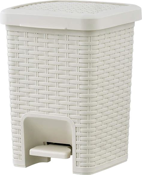 Amazon Superio Square Pedal Trash Can Qt Ivory Beige Wicker