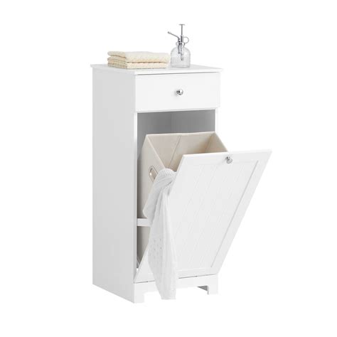 Buy Haotian Bzr21 W White Bathroom Laundry Cabinet With Basket Tilt Out Laundry Hamper