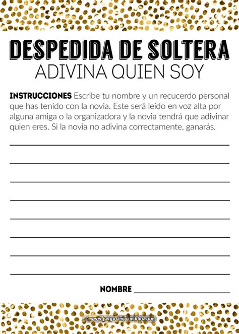 Adivina Quien Soy Actividad Para Despedidas De Soltera Juegos