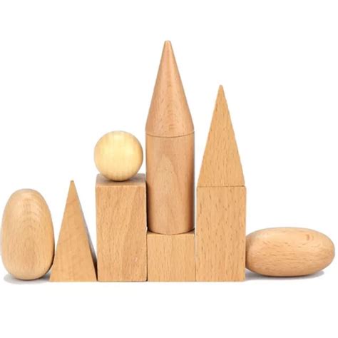 Wooden Educational Learning Geometric Solids Montessori D Shapes Math