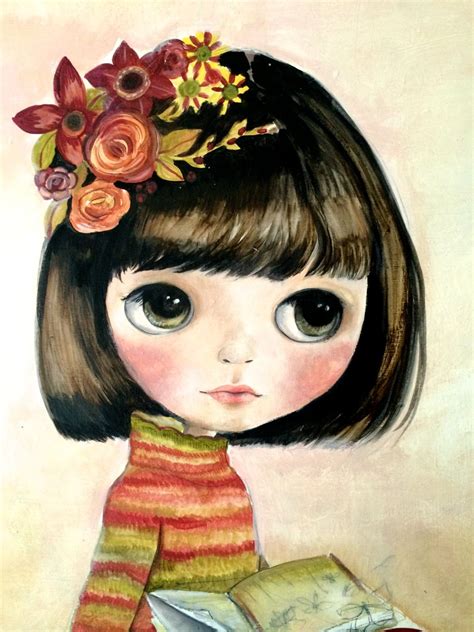 Blythe Doll Painting Reader Girl Doll Painting Cute Art Blythe Dolls