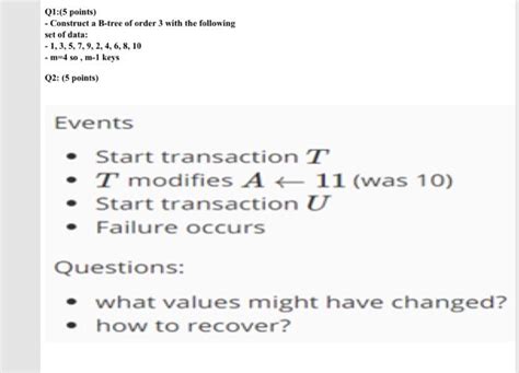 Solved Q Points Construct A B Tree Of Order With Chegg