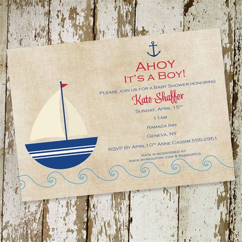 Nautical Baby Boy Shower Invitation Sailboat Birthday Party Etsy