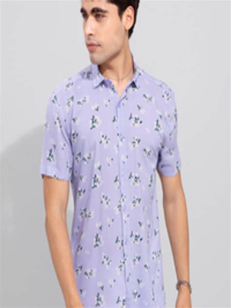 Buy Snitch Men Lavender Slim Fit Floral Printed Casual Shirt Shirts