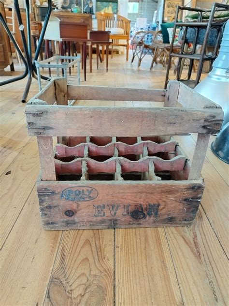 Caisse Bouteilles Bois Evian Brocante En Ligne