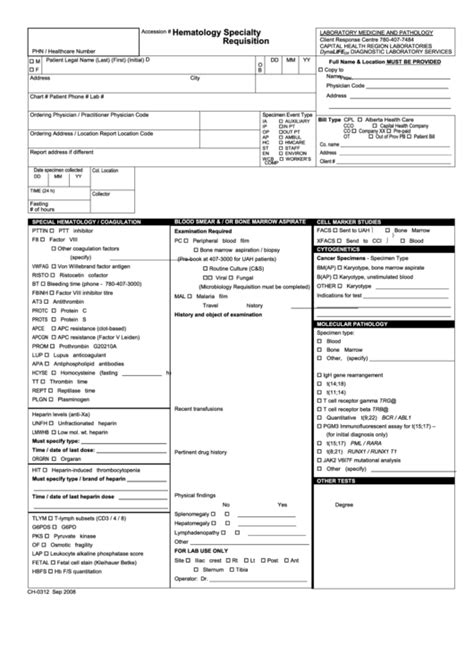 Printable Quest Diagnostics Requisition Form