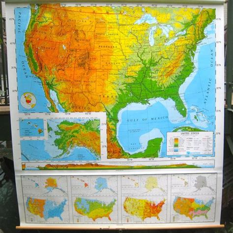 Vintage Nystrom Pull Down School Wall Map Of The Us Etsy Wall