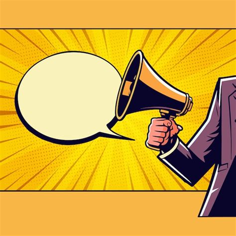 Premium Vector A Man With A Megaphone In His Hand Is Talking To A