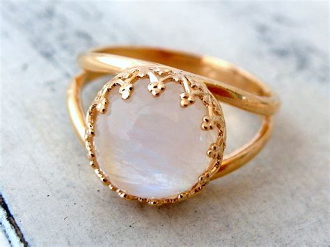 Moonstone Ring Gold Ring Gemstone Ring Rainbow Moonstone
