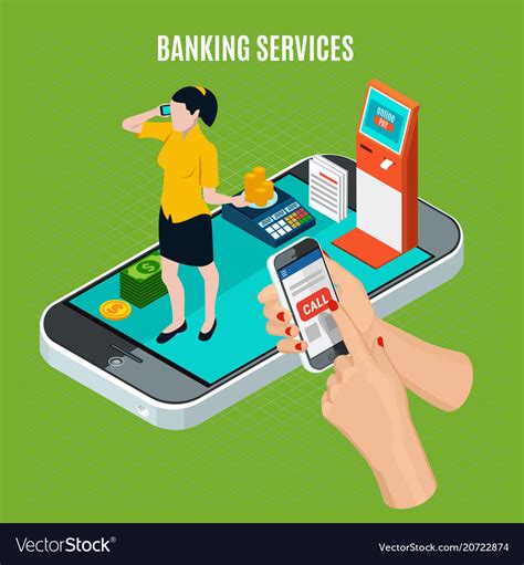 Banking Services Isometric Composition Royalty Free Vector