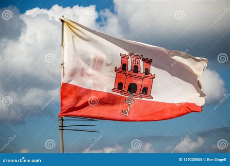 The Flag Of Gibraltar Editorial Image Image Of Tourism 129235805