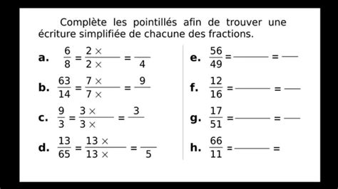 Vidéo élèves Simplification de fractions YouTube