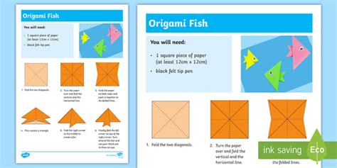 Origami Paper Fish Craft Instructions Professor Feito