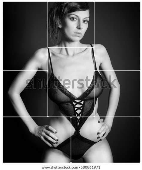 Portrait Beautiful Woman Sexy Lingerie Front Stock Photo