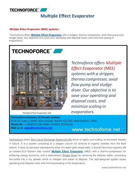 Multiple effect evaporator