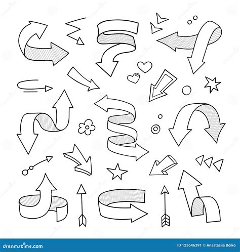 Pencil Sketch Arrows Collection Stock Vector Illustration Of Curve