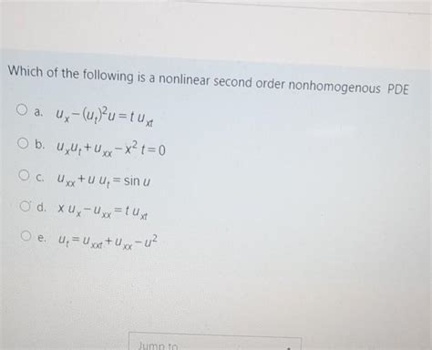 Solved Which Of The Following Is A Nonlinear Second Order