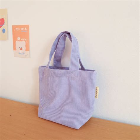 Corduroy Mini Tote Bag กระเป๋าถือ ผ้าลูกฟูกมินิ มีซับใน 10 สี Shopee Thailand