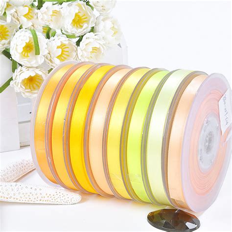 Multi Purposes Polyester Yellow Serial Single Face Satin Ribbon Shop