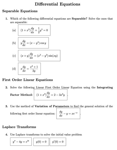 Solved Differential Equations Separable Equations 1 Which Chegg