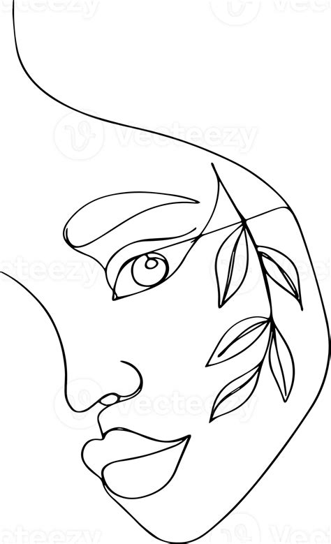 Women Line Art Leaves Flower 28347665 Png