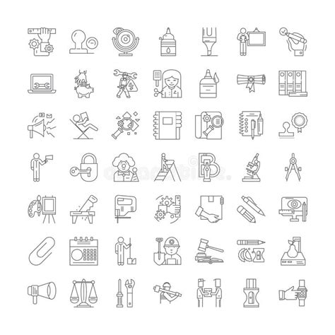 Materials Linear Icons Signs Symbols Vector Line Illustration Set